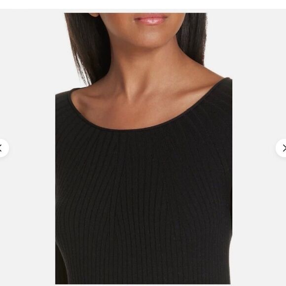 Vince Ribbed Merino Wool Scoop-neck Dress In Black Sz S - Picture 3 of 14